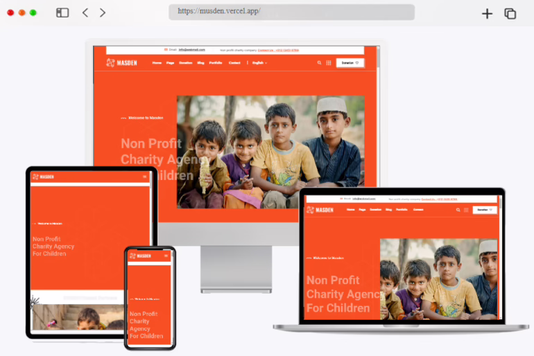 masden flat design charity react nextjs template
