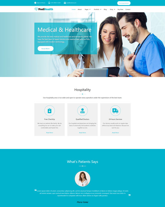 Free medical appointment booking WordPress theme