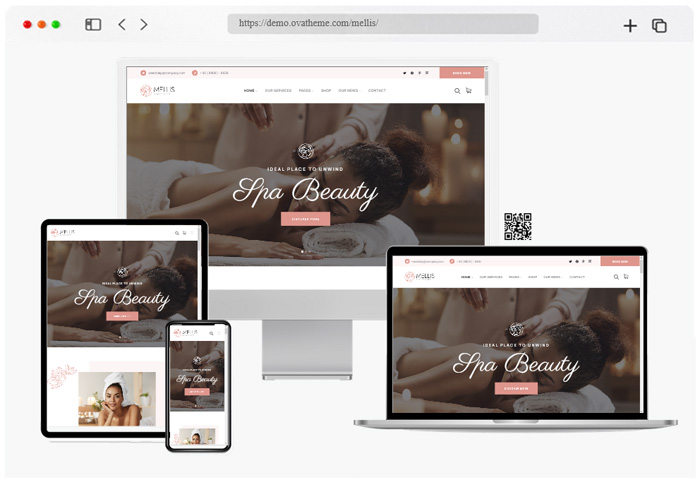Screenshot of the Mellis WordPress theme design for beauty, spa, and wellness