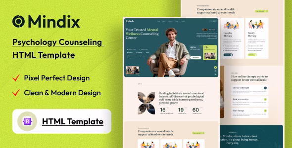Mindix - Psychology Counseling HTML Template WordPress theme