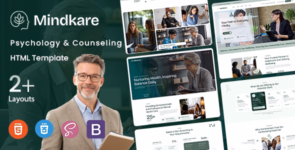 Mindkare - Psychology & Counseling HTML Template WordPress theme
