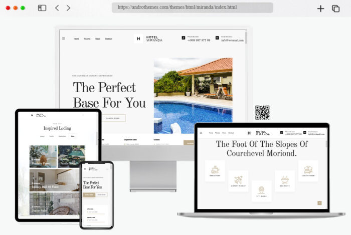 miranda modern  hotel website layout