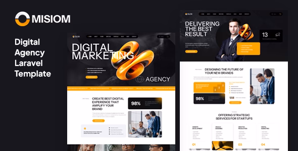Misiom - Digital Agency Services Laravel Template WordPress theme