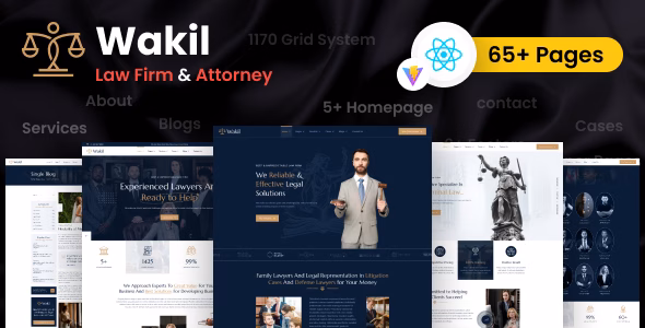 Multipurpose Lawyer & Attorney React Template - Wakil Law Firm WordPress theme