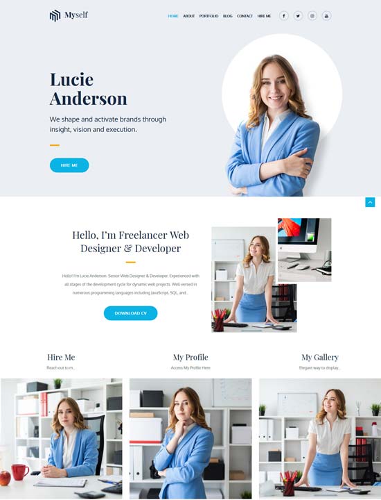 myself free personal wordpress theme