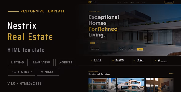 Nestrix – Real Estate HTML Template WordPress theme
