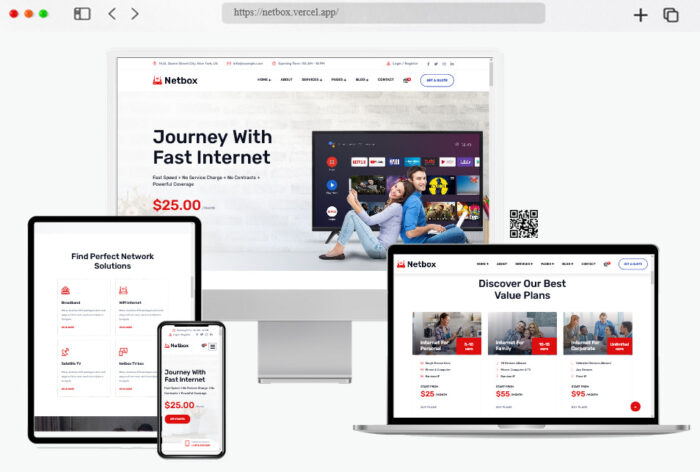 netbox broadband internet react nextjs template