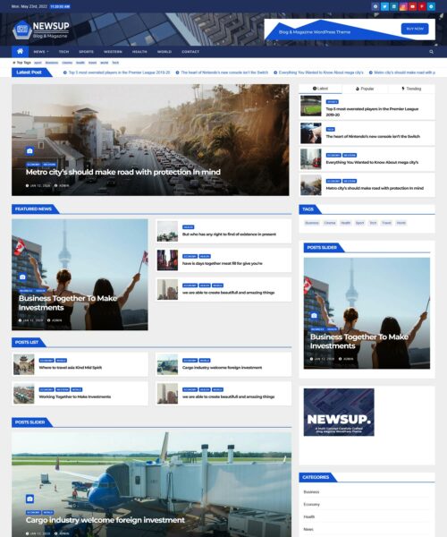 newsup magazine wordpress theme