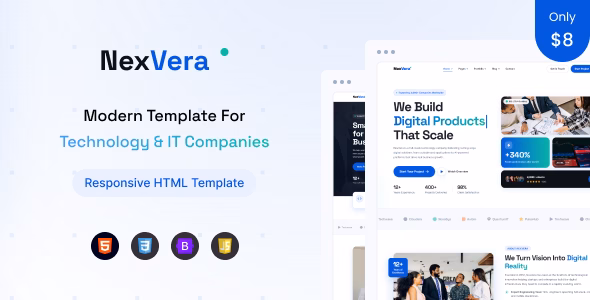 NexVera – Technology & IT Solutions HTML Template WordPress theme