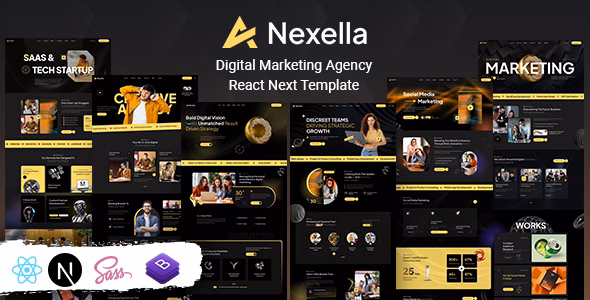 Nexella - Digital Marketing Agency React Next Template WordPress theme