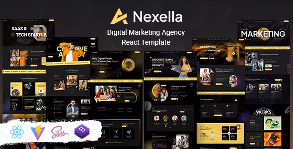 Nexella - Digital Marketing Agency React Template WordPress theme