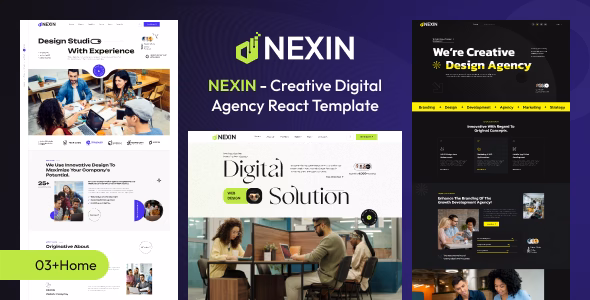 Nexin – Creative Digital Agency & Portfolio React Template WordPress theme