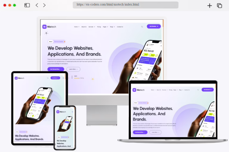 niotech app landing page template