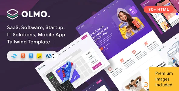 OLMO - Startup, SaaS, Software & Mobile App Tailwind CSS Template WordPress theme