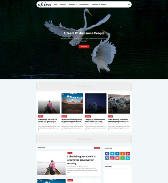 okiro Minimalist Blogger templates for writers