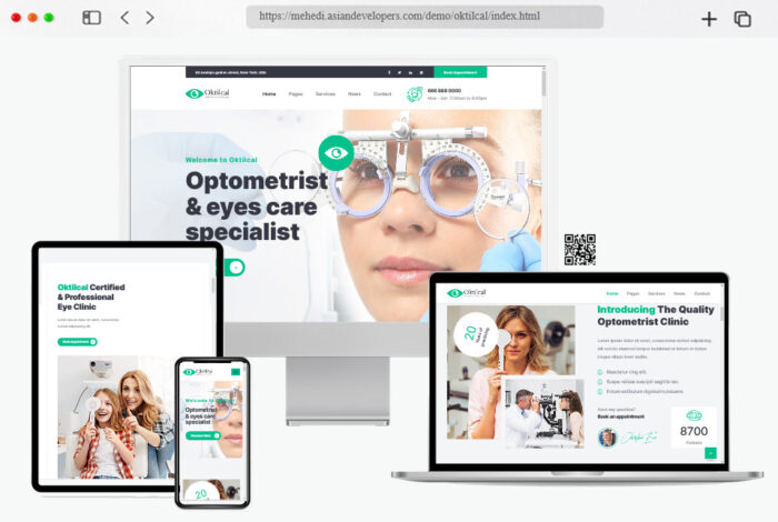 Oktilcal HTML template provides optometrists and eye care professionals