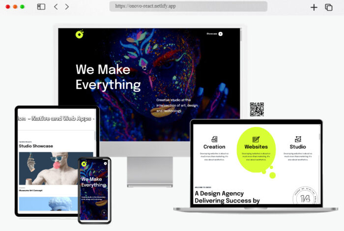 onovo creative portfolio agency react nextjs template