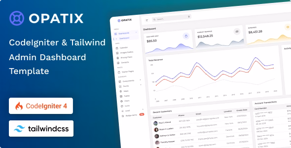Opatix - CodeIgniter & Tailwind CSS 4 Admin Dashboard Template WordPress theme