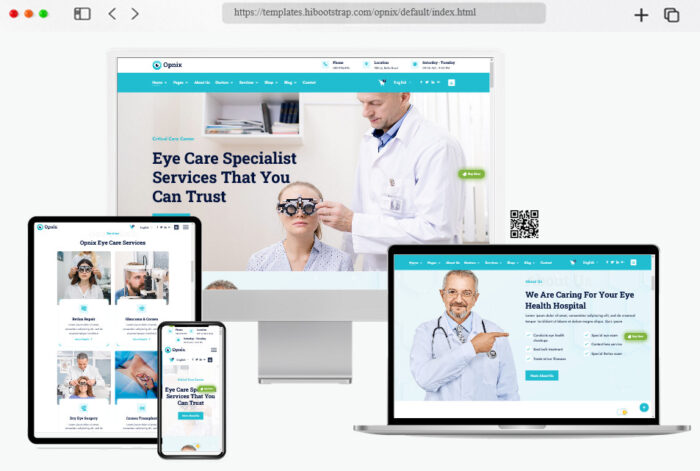 Opnix Bootstrap 5 template offers optometrists and eye care professionals