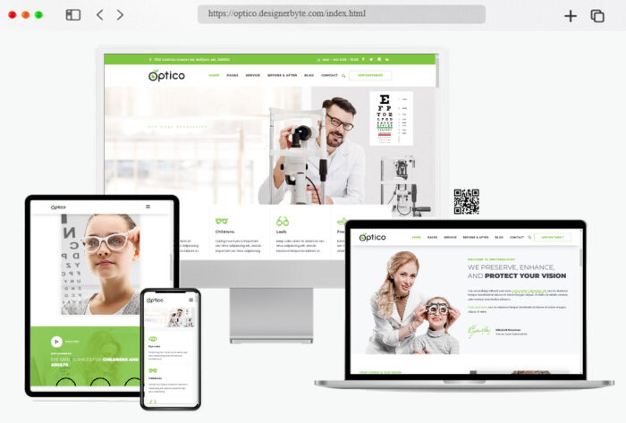 Optico HTML template offers eye care professionals a modern  design