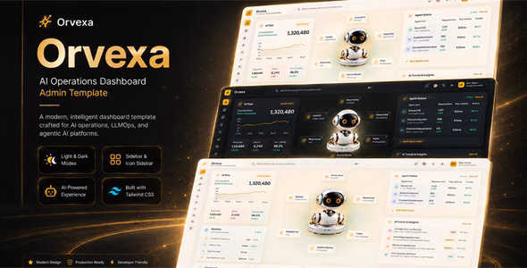 Orvexa | AI Operations HTML Admin Template WordPress theme