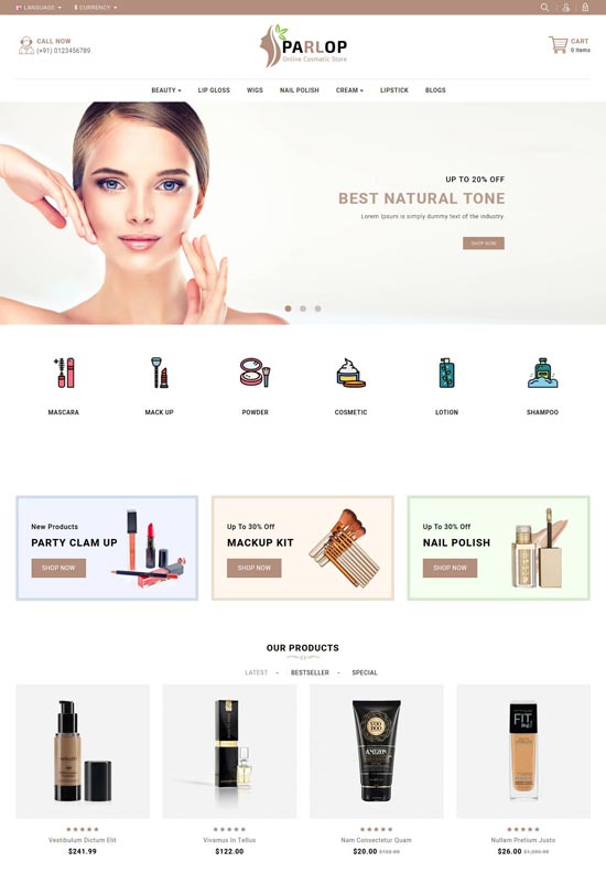 parlop constmatics opencart template