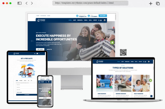 pearo insurance company bootstrap template