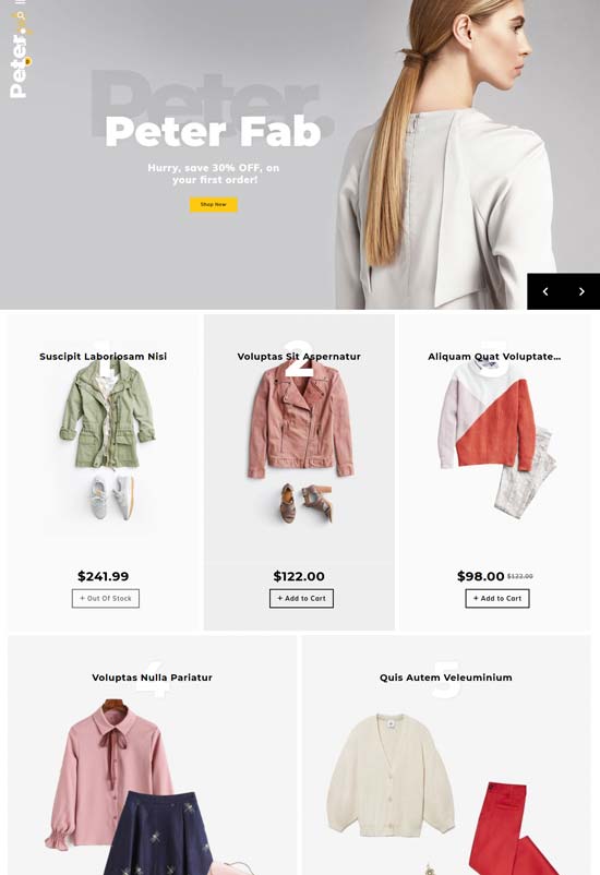 peter boutique fashion opencart theme