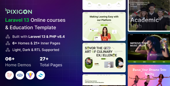 pixigon---laravel-13-online-courses-&-education-template