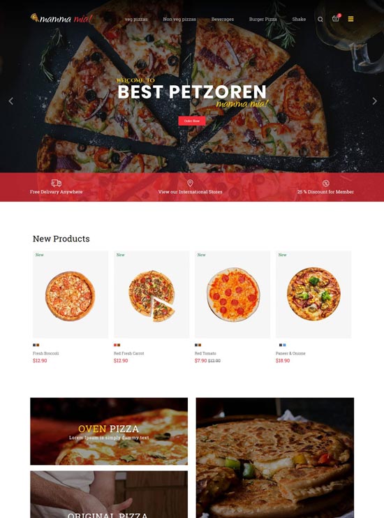 pizza food cake prestashop theme