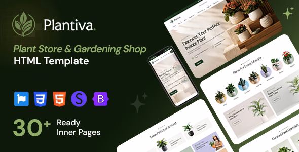 Plantiva - Plant Store & Gardening Shop HTML Template WordPress theme