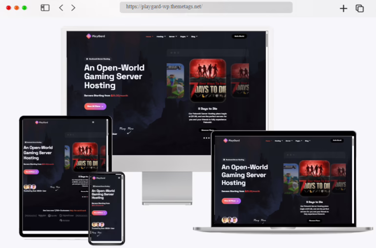 playgard game hosting server wordpress theme
