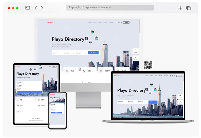 Playo WordPress theme offering directory and listing, community features