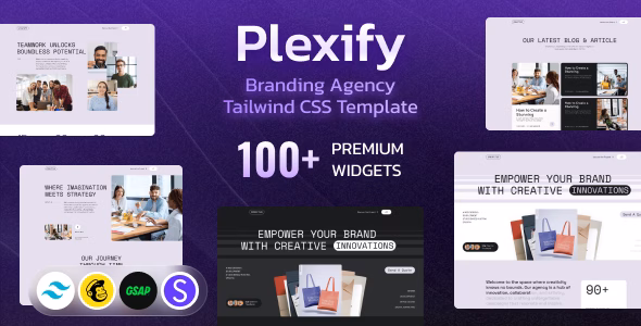 Plexify - Branding Agency Tailwind CSS Template WordPress theme