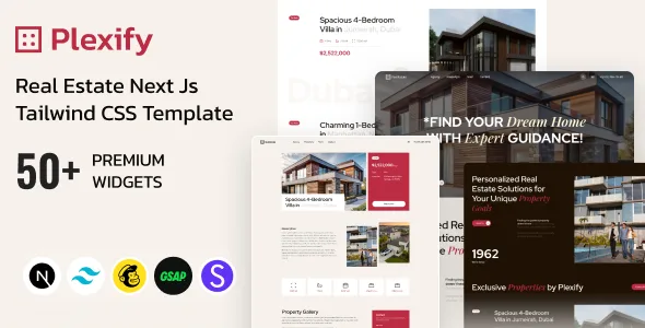 Plexify - Real Estate Next JS Tailwind CSS Template WordPress theme
