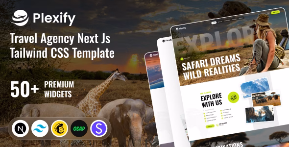 Plexify - Travel Agency Next Js Tailwind CSS Template WordPress theme
