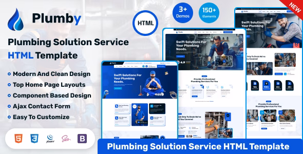 Plumby – Plumbing & Home Services HTML Template WordPress theme