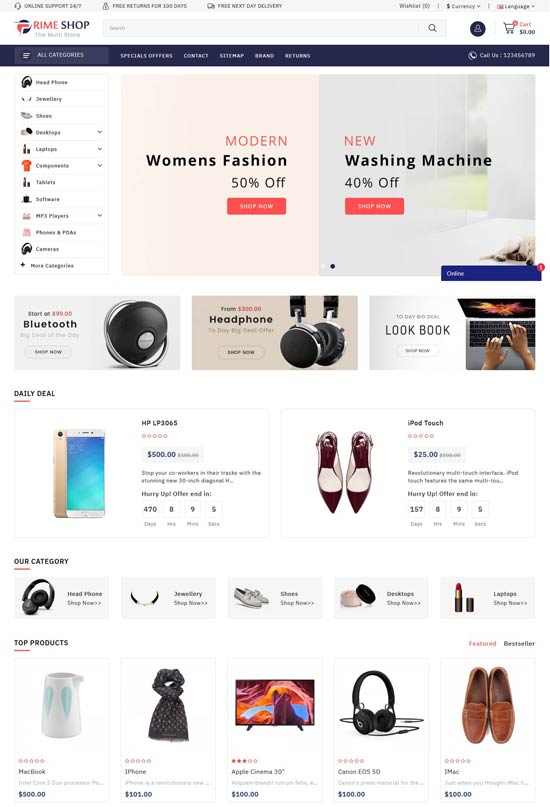 primeshop multi store opencart theme
