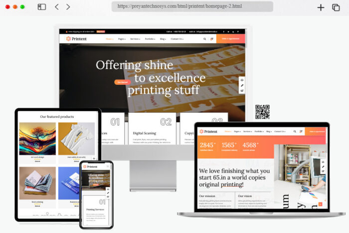 printent printing press digital media html template