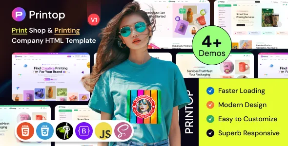 Printop - Print Shop & Printing Company HTML Template WordPress theme