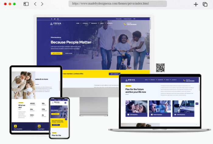 priva insurance company website template