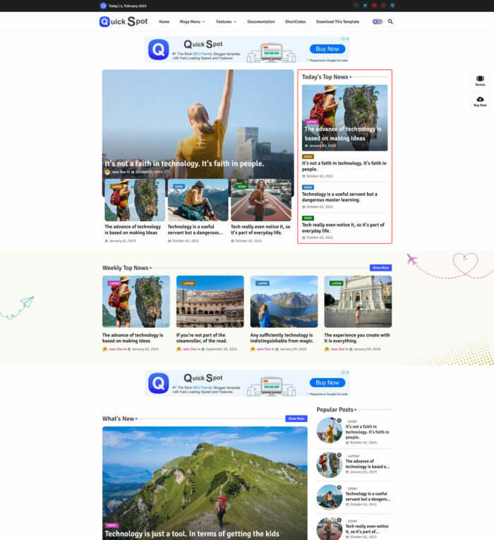 quickspot blogger template