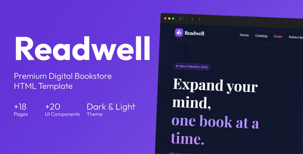 Readwell Books — Premium Digital Bookstore HTML Template WordPress theme