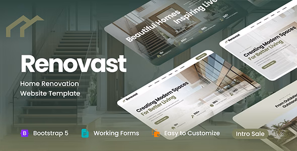 Renovast - Home Renovation & Remodeling Services HTML Template WordPress theme