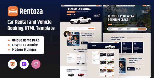 Rentoza - Car Rental and Vehicle Booking HTML Template WordPress theme