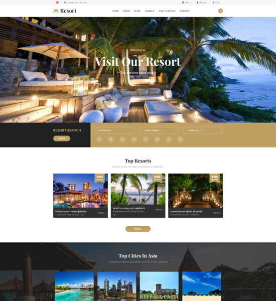 resort ii travel joomla template
