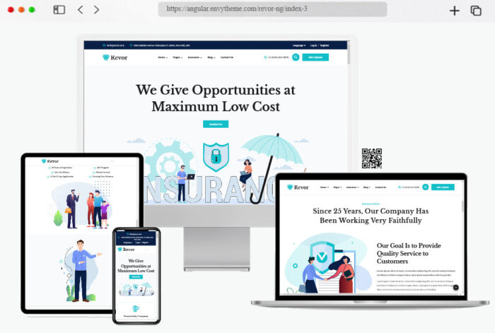 revor angular insurance services agency template