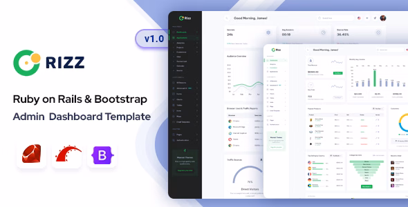 Rizz - Ruby on Rails Admin & Dashboard Template WordPress theme