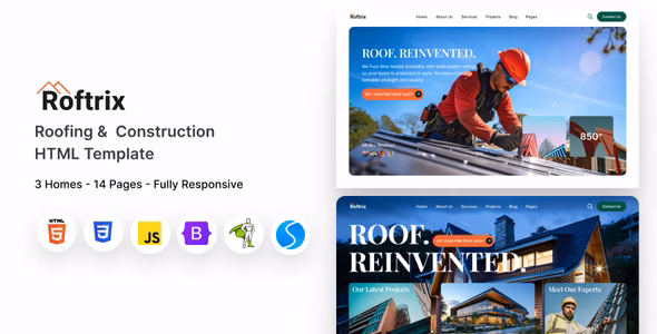 Roftrix - Roofing Services & Construction Company HTML5 Template WordPress theme