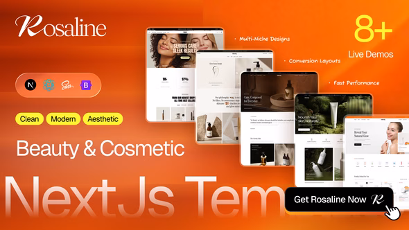 Rosaline - Beauty & Cosmetic eCommerce Nextjs Template WordPress theme